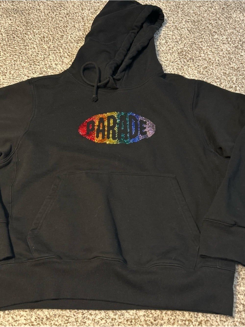 Parade Black Hoodie with Rainbow 'PARADE' Crystal Logo